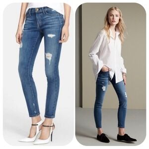 Current/Elliott The Stiletto Niagara Destroy Skinny Jeans Blue Distressed 26